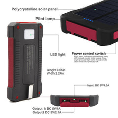 2017 New Portable Waterproof Solar Power Bank 10000mah Dual-USB Solar Battery Charger powerbank for all Phone Universal Charger