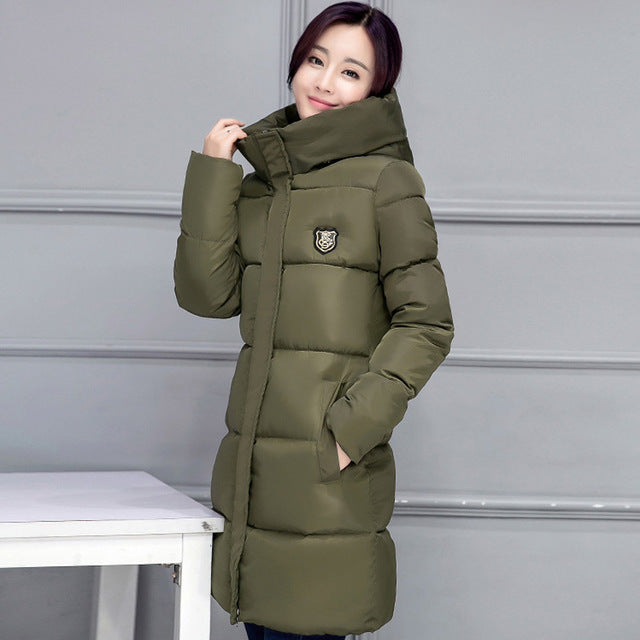 2017 venta caliente de las mujeres chaqueta de invierno con capucha mujer outwear algodón plus talla 3XL warm coat espesar jaqueta feminina señoras camperas