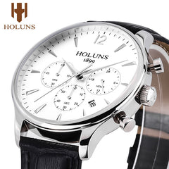 2019 Holuns Chronograph Mens Watches Fashion Brand Luxury Casual Analog Business Dress Leather Waterproof Quartz Watch Men
