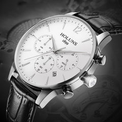 2019 Holuns Chronograph Mens Watches Fashion Brand Luxury Casual Analog Business Dress Leather Waterproof Quartz Watch Men