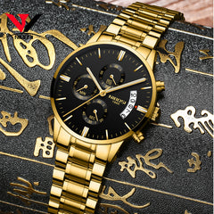 2019 NIBOSI Gold Quartz Watch Top Brand Luxury Men Watches Fashion Man Wristwatches Stainless Steel Relogio Masculino Saatler
