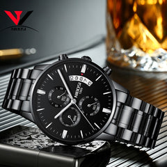 2019 NIBOSI Gold Quartz Watch Top Brand Luxury Men Watches Fashion Man Wristwatches Stainless Steel Relogio Masculino Saatler