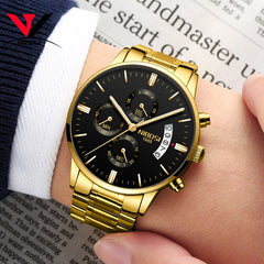 2019 NIBOSI Gold Quartz Watch Top Brand Luxury Men Watches Fashion Man Wristwatches Stainless Steel Relogio Masculino Saatler
