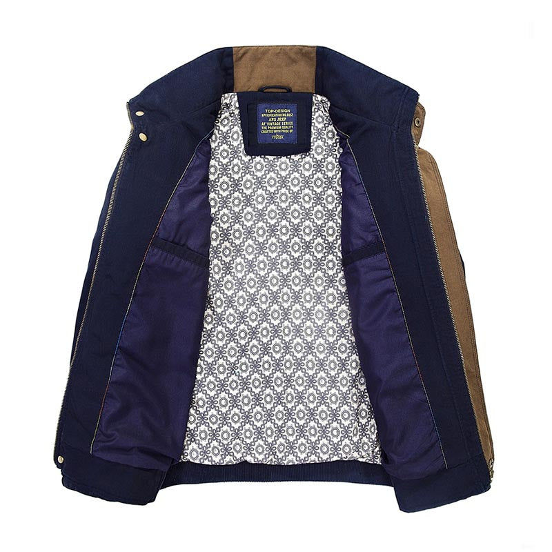 BETTONAL Otoño 4XL 100% Algodón Moda Bolsillos Cuello de Pie Masculino Chaqueta Ocasional de Los Hombres Rompevientos Chaquetas de la Capa 55087