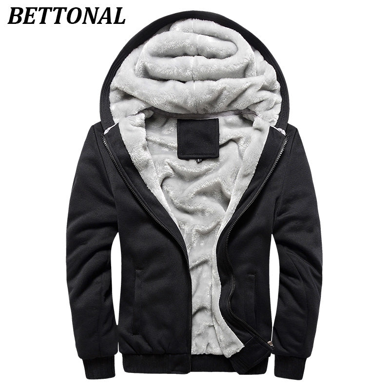 BETTONAL Otoño Invierno Masculina Moletom Cálido Terciopelo Grueso Sólido Hombres Sudadera Chándal chaqueta Soft Shell Hombres Sudaderas Y Sudaderas