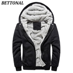 BETTONAL Otoño Invierno Masculina Moletom Cálido Terciopelo Grueso Sólido Hombres Sudadera Chándal chaqueta Soft Shell Hombres Sudaderas Y Sudaderas