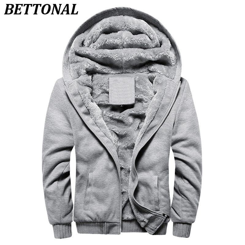 BETTONAL Otoño Invierno Masculina Moletom Cálido Terciopelo Grueso Sólido Hombres Sudadera Chándal chaqueta Soft Shell Hombres Sudaderas Y Sudaderas