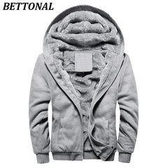 BETTONAL Otoño Invierno Masculina Moletom Cálido Terciopelo Grueso Sólido Hombres Sudadera Chándal chaqueta Soft Shell Hombres Sudaderas Y Sudaderas