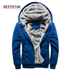 BETTONAL Otoño Invierno Masculina Moletom Cálido Terciopelo Grueso Sólido Hombres Sudadera Chándal chaqueta Soft Shell Hombres Sudaderas Y Sudaderas