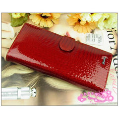 Classic crocodile pattern cowhide leather  long design women wallet   genuine leather  japanned female wallet