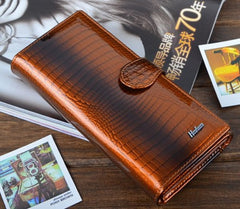 Classic crocodile pattern cowhide leather  long design women wallet   genuine leather  japanned female wallet