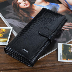 Classic crocodile pattern cowhide leather  long design women wallet   genuine leather  japanned female wallet