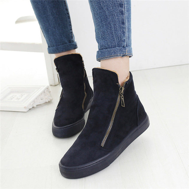 De las mujeres Del Tobillo de la Nieve Botas de Mujer Flock Zipper Invierno Cálido Zapatillas de Felpa Mujeres Casual Zapatos Sapato Feminino