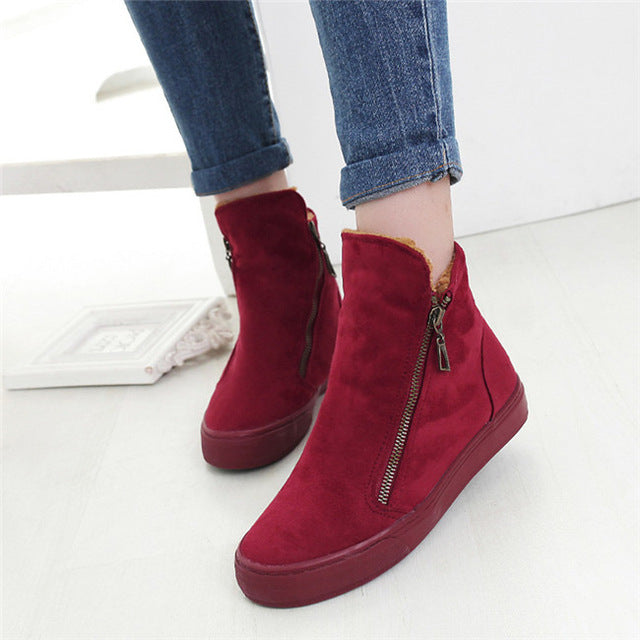 De las mujeres Del Tobillo de la Nieve Botas de Mujer Flock Zipper Invierno Cálido Zapatillas de Felpa Mujeres Casual Zapatos Sapato Feminino