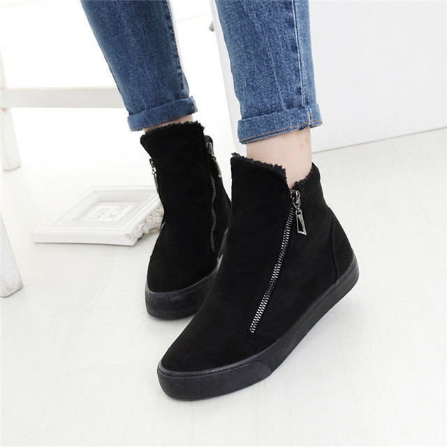 De las mujeres Del Tobillo de la Nieve Botas de Mujer Flock Zipper Invierno Cálido Zapatillas de Felpa Mujeres Casual Zapatos Sapato Feminino