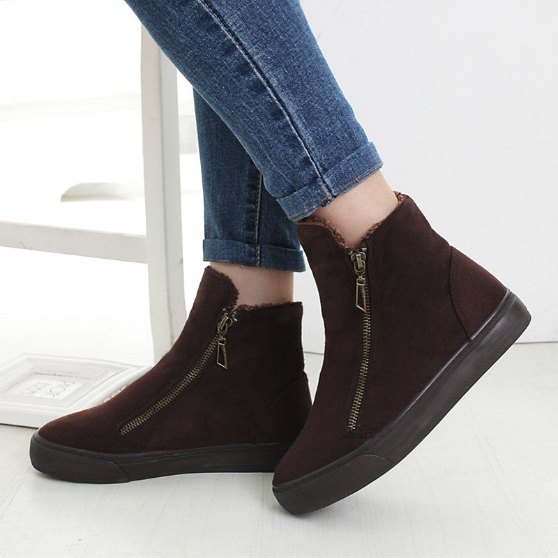 De las mujeres Del Tobillo de la Nieve Botas de Mujer Flock Zipper Invierno Cálido Zapatillas de Felpa Mujeres Casual Zapatos Sapato Feminino