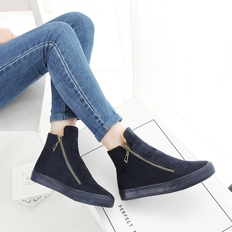 De las mujeres Del Tobillo de la Nieve Botas de Mujer Flock Zipper Invierno Cálido Zapatillas de Felpa Mujeres Casual Zapatos Sapato Feminino