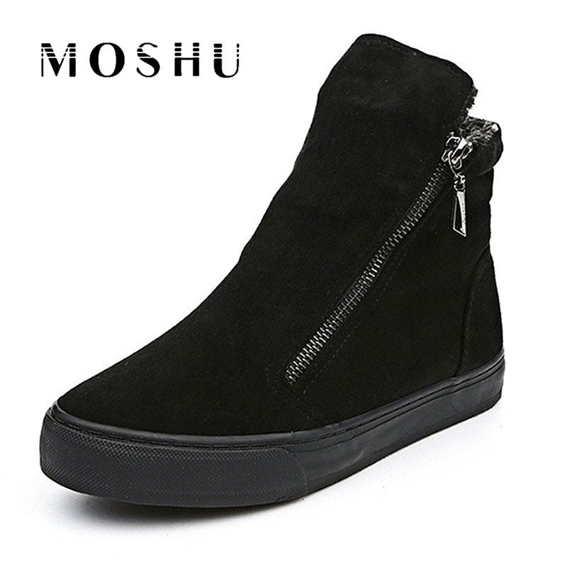 De las mujeres Del Tobillo de la Nieve Botas de Mujer Flock Zipper Invierno Cálido Zapatillas de Felpa Mujeres Casual Zapatos Sapato Feminino