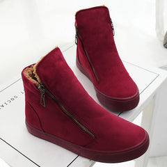 De las mujeres Del Tobillo de la Nieve Botas de Mujer Flock Zipper Invierno Cálido Zapatillas de Felpa Mujeres Casual Zapatos Sapato Feminino