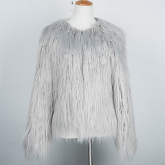 Pink Women's Faux Fur Coat Autumn Winter Luxury Furry Coat Shaggy Warm White Lady Fake Fur Jacket Plus Size Fur Coat Women