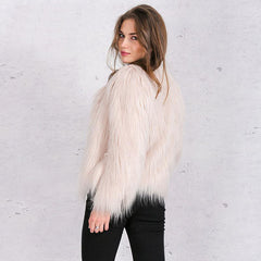 Pink Women's Faux Fur Coat Autumn Winter Luxury Furry Coat Shaggy Warm White Lady Fake Fur Jacket Plus Size Fur Coat Women