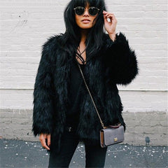 Pink Women's Faux Fur Coat Autumn Winter Luxury Furry Coat Shaggy Warm White Lady Fake Fur Jacket Plus Size Fur Coat Women