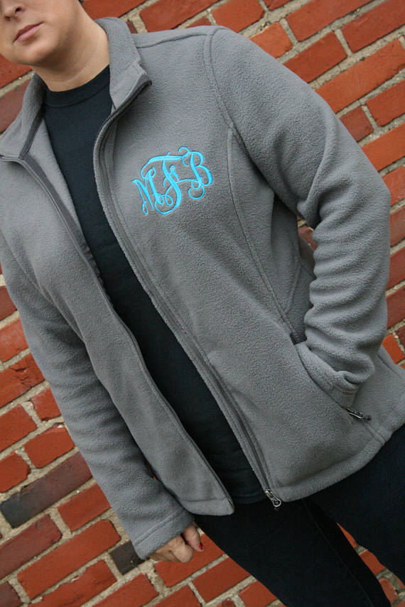 monogrammed jacket, monogrammed fleece jacket, monogrammed coat, fleece coat, personalized jacket, embroidered jacket