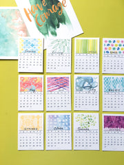 2017 Tiny Desk Calendar (Watercolor Designs, Hand-lettered dates)
