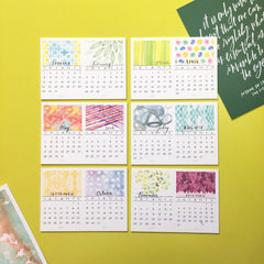 2017 Tiny Desk Calendar (Watercolor Designs, Hand-lettered dates)