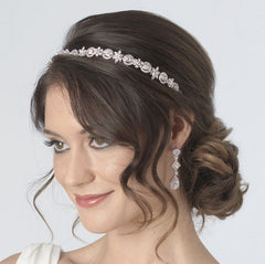 Antique Silver Bridal Headband, Art Deco Bridal Headband, Jeweled Wedding Headband, Vintage Rhinestone Headband, Vintage Headband ~TI-3158