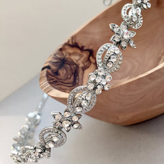 Antique Silver Bridal Headband, Art Deco Bridal Headband, Jeweled Wedding Headband, Vintage Rhinestone Headband, Vintage Headband ~TI-3158